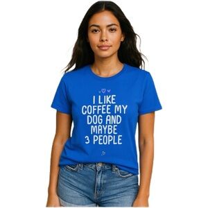 Short Sleeve Blue Graphic Tee with Fun Quote Size Medium